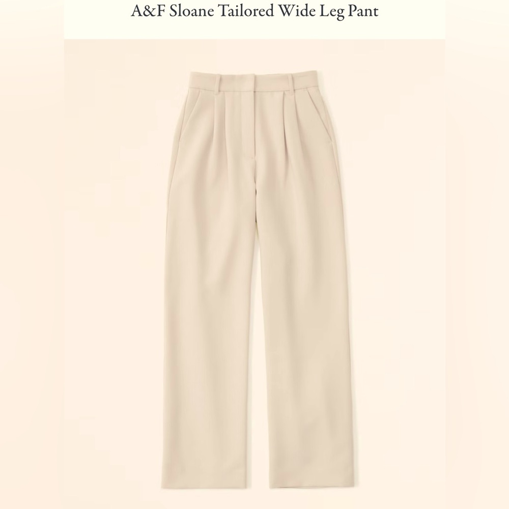 A&F Sloane Tailored Wide Leg Pant in Ivory